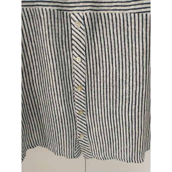 Adrienne Vittadini 100% Linen Navy White Stripes 3/4 Roll Sleeve Tunic - 1X NWT - Picture 7 of 10